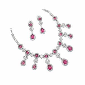 Ensemble de collier de diamants américains de créateur exquis Bijoux fins élégants parfaits pour les mariages et les célébrations - Product Image 2
