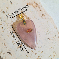 Liontin Batu Alam Mata Setan Zirkon Warna-warni Bentuk Hati Panjang Vertikal, Kalung Kristal DIY, Perhiasan Energi Positif