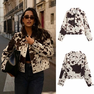 <span class=keywords><strong>Veste</strong></span> à manches longues en rayure de <span class=keywords><strong>lait</strong></span> vintage européenne et américaine, automne, respirante, motif léopard, col à revers, chemise imprimée - Product Image 1