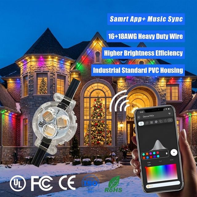 UCS2904 IP68 Rgbww Permanent Outdoor Pixel Point Lights 30MM Smart App Controller Music Sync Gemston Christmas Holiday Lights