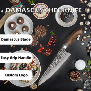 Couteau de cuisine japonais artisanal en acier carbone Damas de 10-11,9 pouces avec manche en bois de fer, étui en cuir, logo personnalisé - Product Image 2