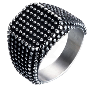 Anillo de compromiso vintage para hombre OEM con gema, estilo retro, personalidad, negro, de acero inoxidable 316L, joyería - Product Image 1