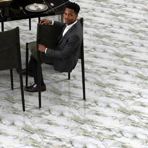 Azulejos de Porcelana Brillante Onyx Bianco de 600x600 mm, Efecto Mármol Blanco, Colección para Pisos y Paredes Interiores - Product Image 3