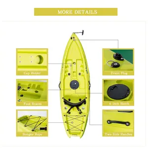 Woowave Canoë de kayak de pêche à une place sur le dessus avec accessoires