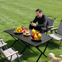 Table de camping pliante en fer – Table de repas portable, résistante à l'eau, réglable en hauteur, pour la plage et la randonnée, mobilier d'extérieur