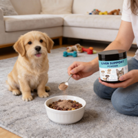 Poudre de soutien hépatique naturelle et détoxifiante personnalisée en gros pour chiens, avec marque privée, pour une fonction hépatique saine