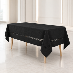 Wedding Banquet <b>Tablecloth</b> Polyester Faux Linen Laser Cut <b>Rectangle</b> Table Linen for Venue Project Supply - Product Image 1