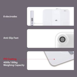 Balance connectée intelligente à double fréquence pour l'analyse de la <span class=keywords><strong>composition</strong></span> <span class=keywords><strong>corporelle</strong></span>, <span class=keywords><strong>analyseur</strong></span> de santé par bio-impédance, pèse-<span class=keywords><strong>personne</strong></span> numérique avancé, approvisionnement direct usine - Product Image 5