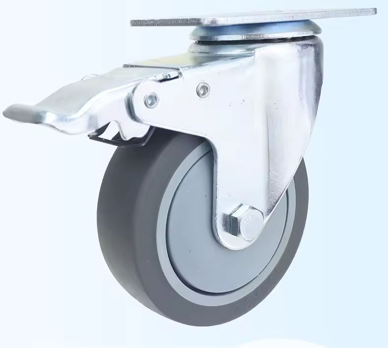 34568 Swivel Castor Wheels Stainless Steel 3 Inch Hand Trolley Conductive Caster Anti-static TPR Rubber Caster