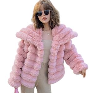 Manteaux grande taille blazer Femme Chic Manteau Hiver vestes en cuir véritable pour dames manteau de fourrure de lapin à la mode - Product Image 1