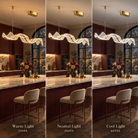 Lampe suspendue LED moderne personnalisée en forme de vague, lustre linéaire long de luxe en aluminium et acrylique pour hôtel, restaurant, villa, projet
