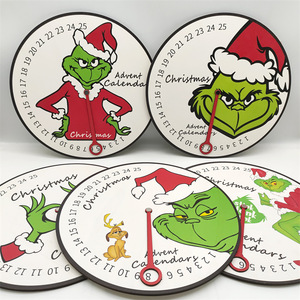 เครื่องประดับคริสต์มาสกรินช์ ทำจากไม้ รูปทรงกลม ลายการ์ตูน ของตกแต่งวันหยุด งานฝีมือ ป้ายของขวัญ - Product Image 4