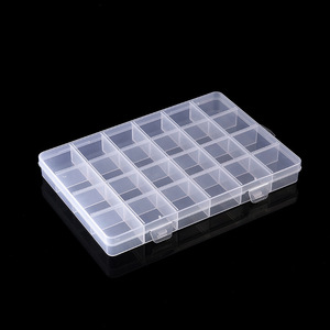 24 Compartment Plastic Storage <b>Box</b> With Lid For Jewelry And Small Parts Organizer Rectangle Shape Solid Color - Product Image 3