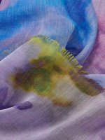 Grand foulard en soie à franges imprimé aquarelle