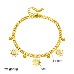 Fashion Charm Bracelet Gold Chain Flower Pendant Women's Jewelry Gift - Product Image 4