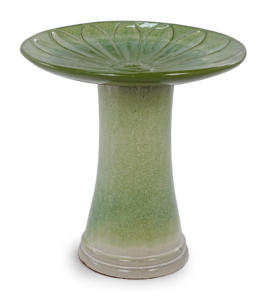 Green Ombre Ceramic Round <b>Bird</b> Bath Floor <b>Standing</b> Eco-Friendly Lightweight for Outdoor Garden Planter with <b>Birds</b> <b>Feeding</b> Home - Product Image 1