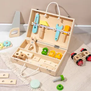 Children Role Play Toy Wooden Toolbox Game Pretend Assembly Screws And Nuts Tool Box Set Wooden Educational Toy For Kids