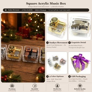 Caja <span class=keywords><strong>de</strong></span> Música Acrílica Sankyo Transparente con Cuatro Mecanismos en Colores Dorado, Cobre y Plateado, Regalo <span class=keywords><strong>de</strong></span> Navidad con Grabado Personalizado <span class=keywords><strong>para</strong></span> Ella, Mini - Product Image 3