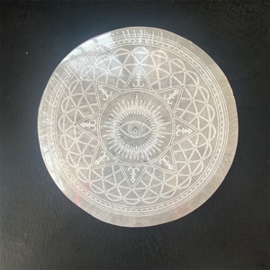 Cristalli naturali all'ingrosso intagliati reiki evil eye tree of life piastra a griglia in selenite per tappetino per tazza di guarigione - Product Image 3