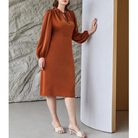 2023 nouveauté printemps et automne grande taille robes à manches longues solide décontracté femmes vêtements dame robes élégantes