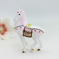 SHINNYGIFTS peint à la main en métal cheval bibelot boîte émail bijoux articulé Figurine Statues pour la décoration intérieure