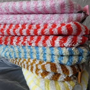 Soft Sherpa Stripe Cosmetic Bag Portable Travel <b>Toiletry</b> Bag for Women Light Weight Makeup Bag - Product Image 5