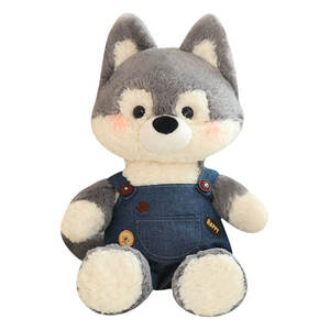 Lindo muñeco de peluche de zorro para el compañero de la hora de acostarse, juguete de peluche de <span class=keywords><strong>lobo</strong></span> gris grande, regalo de cumpleaños para niñas - Product Image 1