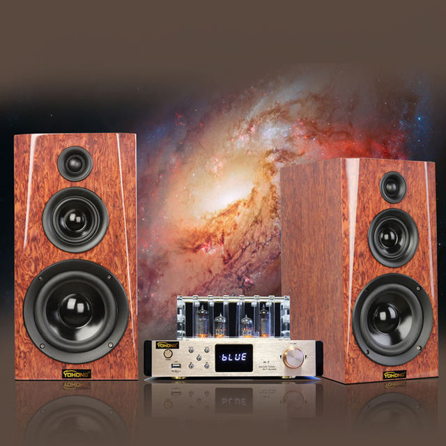 Vofull 2.0 Bookshelf Speakers System Wooden Hi-Fi Speaker Wireless Passive Bookshelf Speaker
