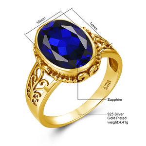 Đồ Trang Sức Cổ Người Đàn Ông Món Quà Kỳ Nghỉ 18K Vàng Mạ 925 Sterling Silver <span class=keywords><strong>Sapphire</strong></span> Giáng Sinh Quà Tặng Nhẫn - Product Image 6