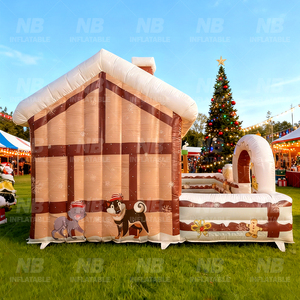 Casa Inflable Navideña con Decoraciones de Bastones de Caramelo, para Jardín Exterior, Eventos y Fiestas, Inflable Navideño - Product Image 4