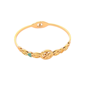 Crystal <b>Cuff</b> <b>Bracelet</b> 316L Stainless Steel PVD Gold Plated Flower Design Classic Sustainable Resistant Jewelry for Women - Product Image 2