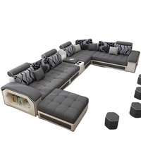 Günstiges Wohnzimmer-Sofa-Set mit Abnehmbarem, Waschbarem Bezug, L-Form, Stoffbezug, Schwammfüllung mit Stauraum in der Armlehne für Apartments & Villen