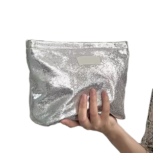 Moda feminina portátil bolsa de embreagem brilhante para rosa zíper bolsa cosmética para jantares Eco-Friendly resistente à água - Product Image 1