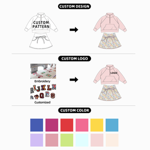 Fournisseur de fabrication capable : Ensembles de vêtements respirants pour <span class=keywords><strong>enfants</strong></span> (jupes et survêtements), ensembles de vêtements zippés pour filles - Product Image 5