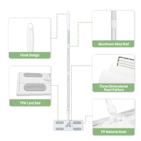 Serpillère plate jetable non tissée blanche glacée avec manche en aluminium pliable et essorage, haute absorption, 2 paquets de recharges