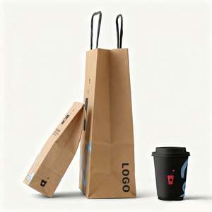 Sac en papier kraft de haute qualité, produit de premier ordre, vente en gros, logo personnalisé, écologique, brun, pour la restauration rapide à emporter - Product Image 1