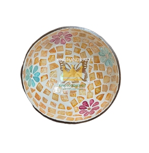 Customized unique mother-of-pearl inlaid coconut shell bowls eating <b>utensils</b> made from natural coconut shell low price - Product Image 2