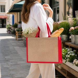 Custom Jute Tote Bag Burlap Reusable Rope Handle Shopping Grocery Bag Multi Color - Product Image 2