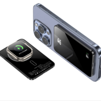 Support triple sans fil pour téléphone, montre et casque, avec affichage LED, batterie externe portable en alliage d'aluminium Li-Polymère 20W magnétique
