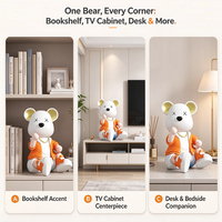 Figurine d'art ours 17 cm, en résine, peinte à la main, Kawaii, pour étagère, meuble TV, cadeau d'anniversaire