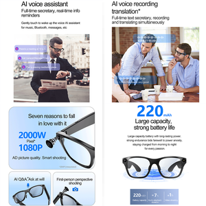 Lunettes intelligentes de traduction SENBONO S336 1080P avec enregistrement audio et vidéo, reconnaissance d'objets, lunettes intelligentes avec caméra - Product Image 6
