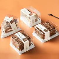Boîte d'emballage pour gâteau transparente à vente chaude, boîte d'emballage pour tranche de gâteau miniature, boîte à gâteau à base blanche, conteneur jetable, boîte à gâteau en plastique