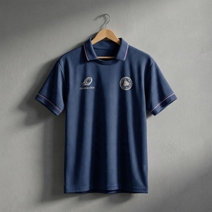 Camiseta de Fútbol Polo Personalizada Estilo Blokecore, con Ribete Rosa Marino, Transpirable y Ligera, Ideal para Entrenamientos, Partidos y Uso en Equipo - Product Image 3