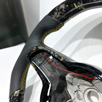 Volante Deportivo Personalizado de 3 Brazos con LED, Fibra de Carbono Forjada Dorada, Cuero Perforado para MK7 MK6 MK5 Golf R GTI GTS GTD GTE