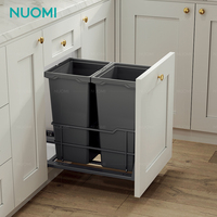 NUOMI Poubelle de cuisine avec cadre en fil plat à montage inférieur, armoire à tiroirs, conteneur à déchets, poubelle en plastique à double tirette