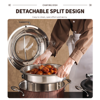WINNERS Personnalisation des couleurs Ensemble de chauffe-plats en acier inoxydable pour hôtel Ensemble de chauffe-plats de forme ronde 30cm avec support