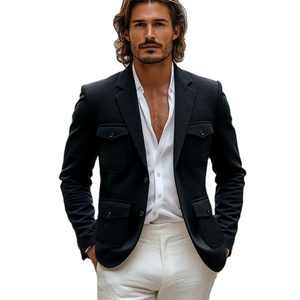 Blazer décontracté en velours côtelé pour homme BMT22, coupe ajustée, un bouton, veste de travail, veste de sport - Product Image 1
