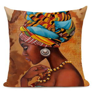 Phụ nữ Châu Phi sơn <span class=keywords><strong>d</strong></span>ầu nghệ thuật <span class=keywords><strong>Cushion</strong></span> Cover có thể giặt sofa ném gối trường hợp Đối với trang trí ngôi nhà - Product Image 2