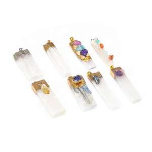 Grosir trendi alami Selenite Mineral titik liontin mode kuarsa batu pesona perhiasan - Product Image 4