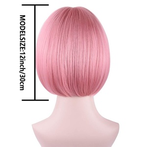 Perruque Bob Rose <span class=keywords><strong>Mi</strong></span>-longue pour Femme, Franges Légères, <span class=keywords><strong>Cheveux</strong></span> Raides Naturels et Volumineux, Résistante à la Chaleur, Fabriquée à la Machine 61 - Product Image 4